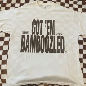 Travis Scott Franchise Promo 2 Bamboozled brown modern vintage t shirt